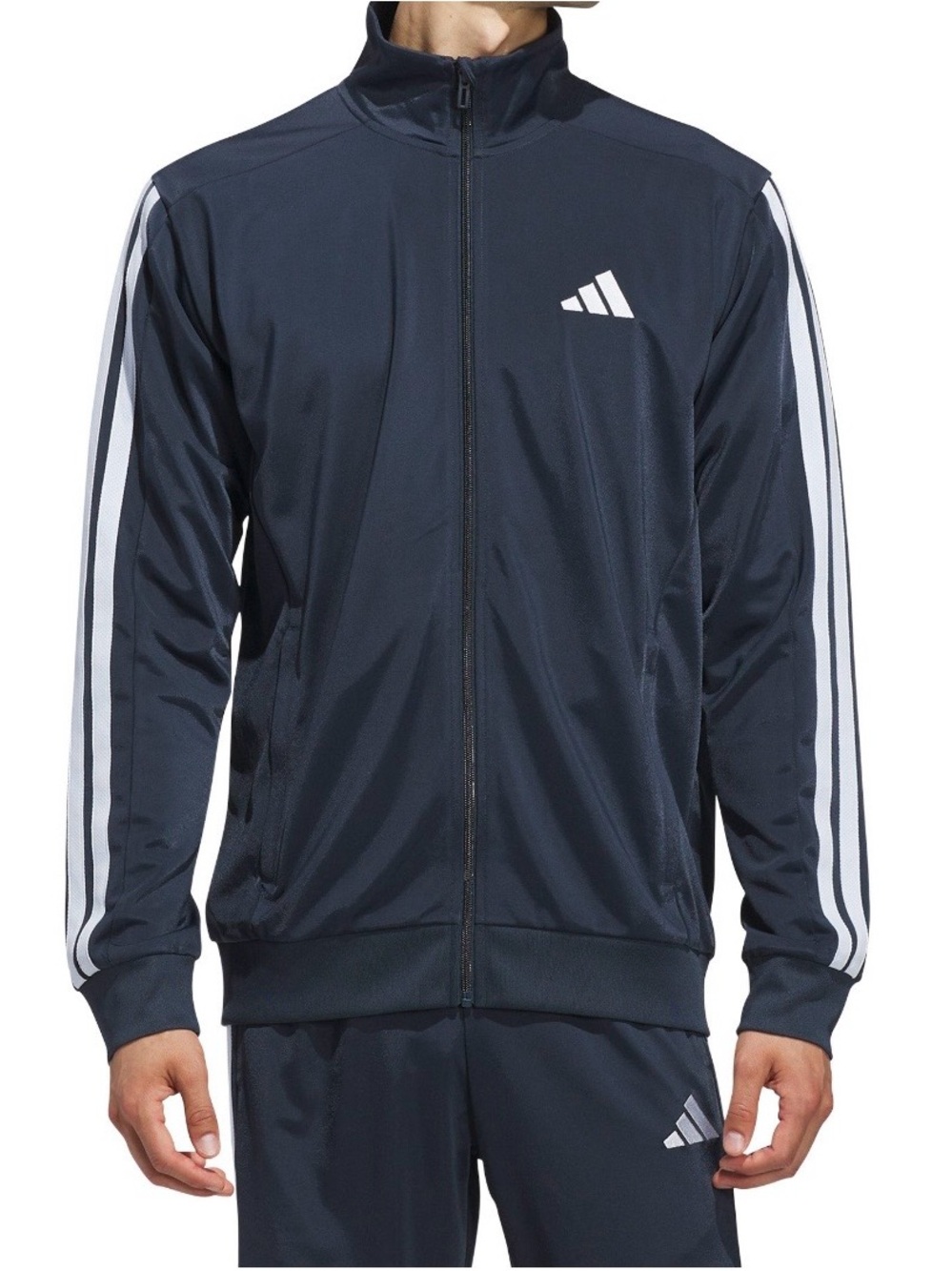 adidas Navy Performance Track Jacket with White Stripes